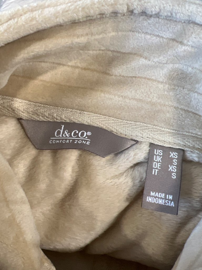 Denim And Co Pullover Size Xs Comfort Zone Textured Velour Half Zip Oat Milk New — image 3 of 6
